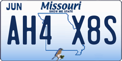 MO license plate AH4X8S