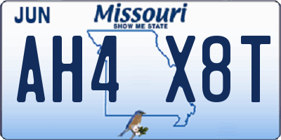 MO license plate AH4X8T