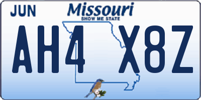 MO license plate AH4X8Z