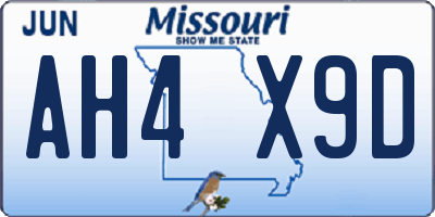 MO license plate AH4X9D