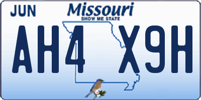 MO license plate AH4X9H