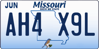MO license plate AH4X9L