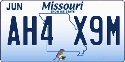 MO license plate AH4X9M