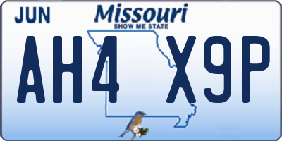 MO license plate AH4X9P
