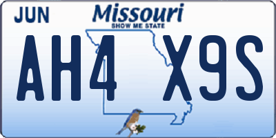 MO license plate AH4X9S