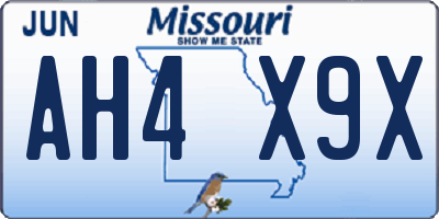 MO license plate AH4X9X