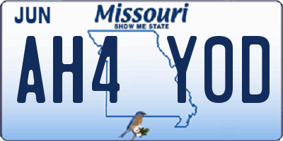 MO license plate AH4Y0D