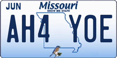 MO license plate AH4Y0E