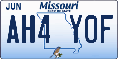 MO license plate AH4Y0F