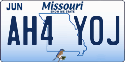 MO license plate AH4Y0J