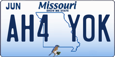 MO license plate AH4Y0K
