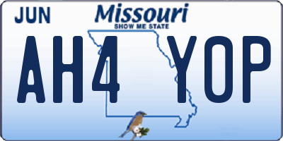 MO license plate AH4Y0P
