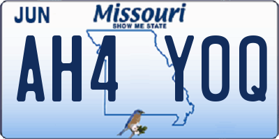 MO license plate AH4Y0Q