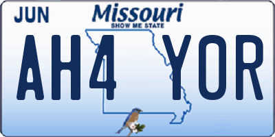 MO license plate AH4Y0R
