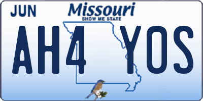 MO license plate AH4Y0S