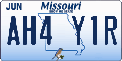 MO license plate AH4Y1R