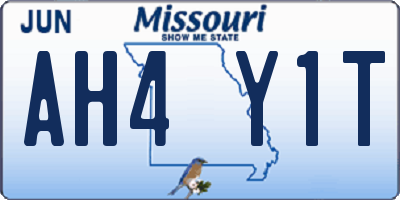 MO license plate AH4Y1T