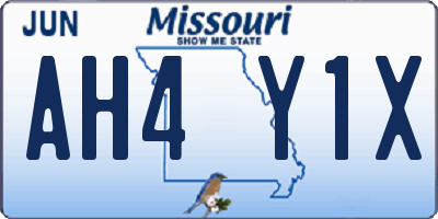 MO license plate AH4Y1X
