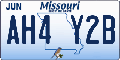 MO license plate AH4Y2B