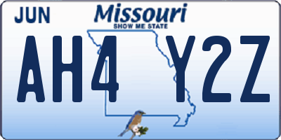 MO license plate AH4Y2Z