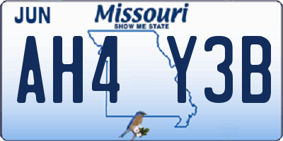 MO license plate AH4Y3B