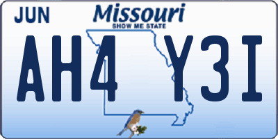MO license plate AH4Y3I