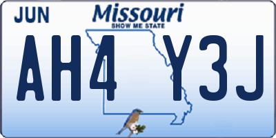 MO license plate AH4Y3J