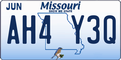 MO license plate AH4Y3Q