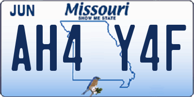MO license plate AH4Y4F