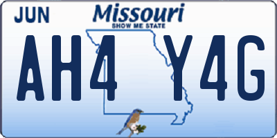 MO license plate AH4Y4G