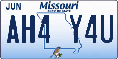 MO license plate AH4Y4U