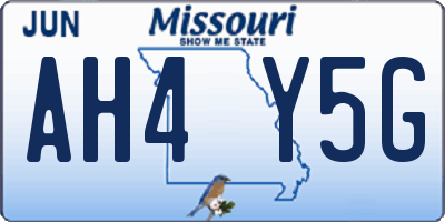 MO license plate AH4Y5G