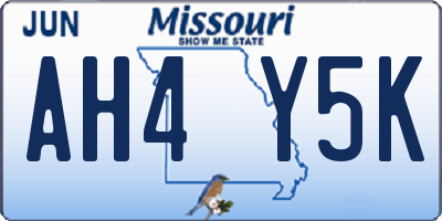 MO license plate AH4Y5K