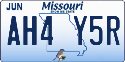 MO license plate AH4Y5R