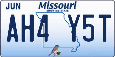 MO license plate AH4Y5T