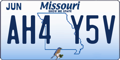 MO license plate AH4Y5V
