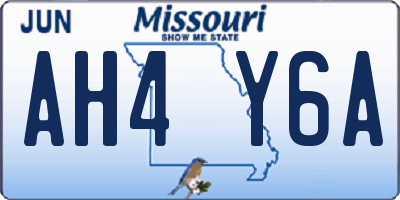 MO license plate AH4Y6A