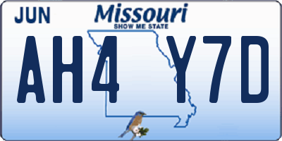 MO license plate AH4Y7D