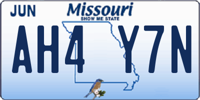 MO license plate AH4Y7N