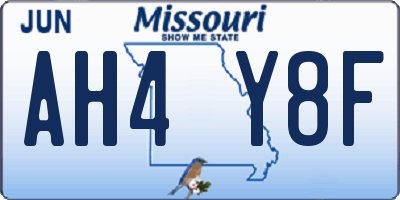 MO license plate AH4Y8F