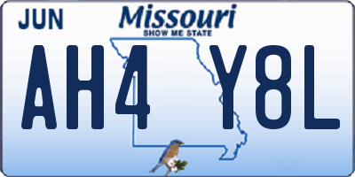 MO license plate AH4Y8L