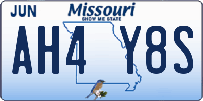 MO license plate AH4Y8S
