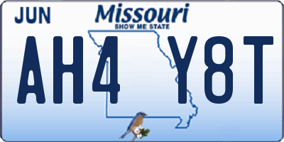 MO license plate AH4Y8T