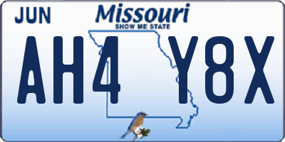 MO license plate AH4Y8X