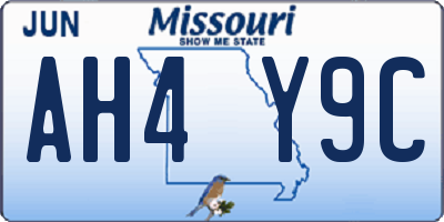 MO license plate AH4Y9C