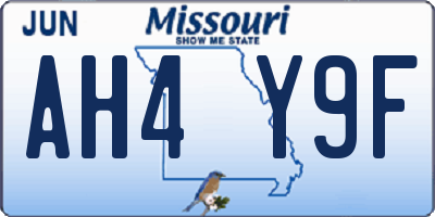 MO license plate AH4Y9F