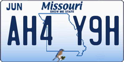 MO license plate AH4Y9H