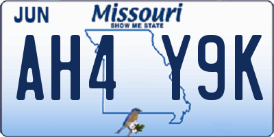 MO license plate AH4Y9K