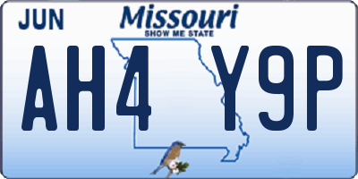 MO license plate AH4Y9P
