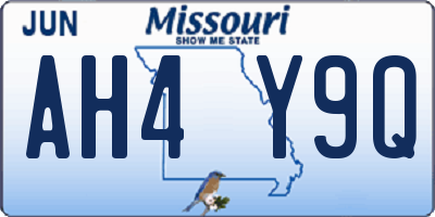 MO license plate AH4Y9Q